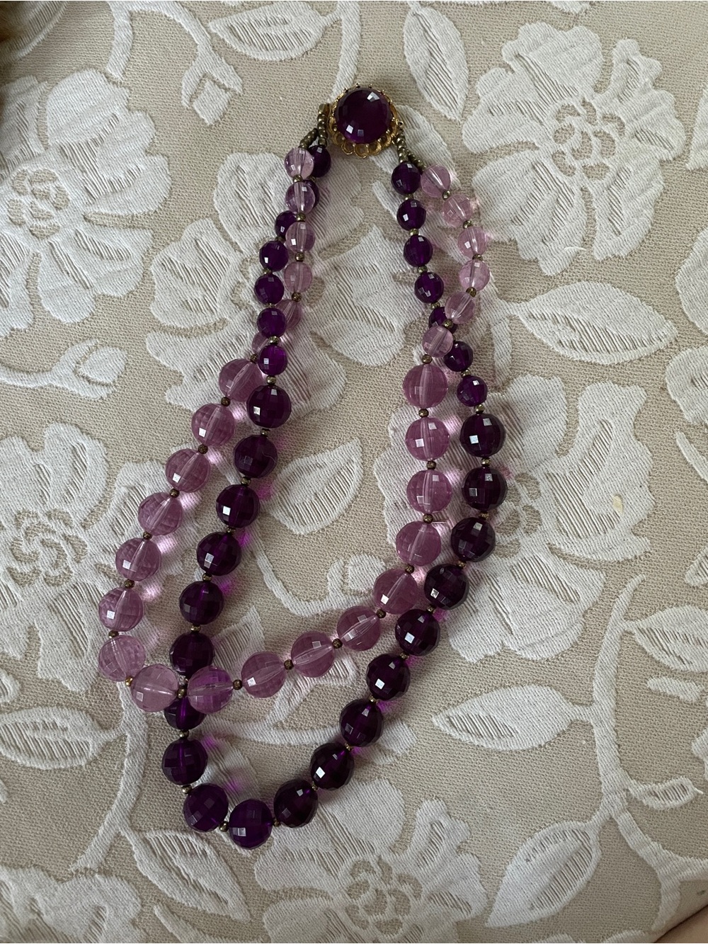 Vintage Purple Bead Double-Strand Necklace